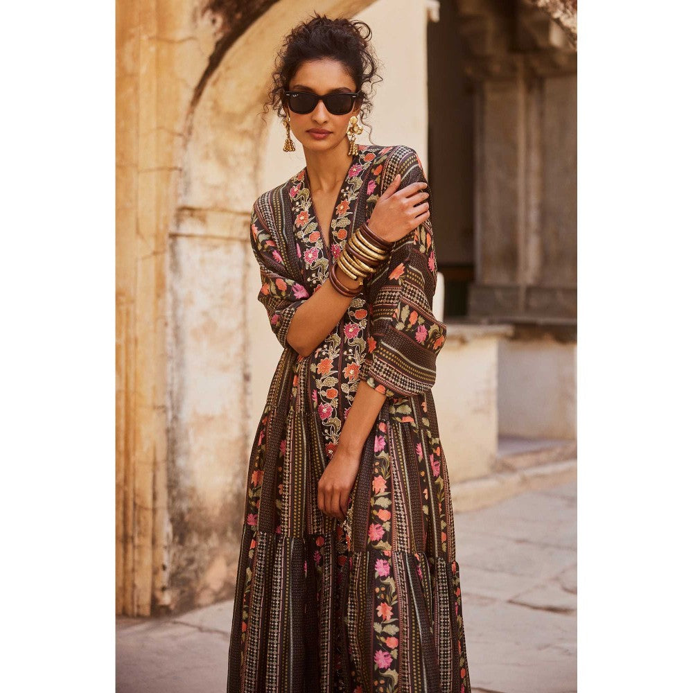 Paulmi & Harsh Briar Brown Maxi Kaftan Dress With Slip