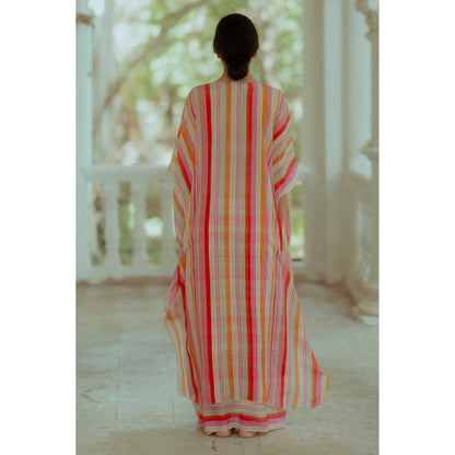 Paulmi & Harsh Osana Multi-Coloured Kaftan With Skirt And Belt