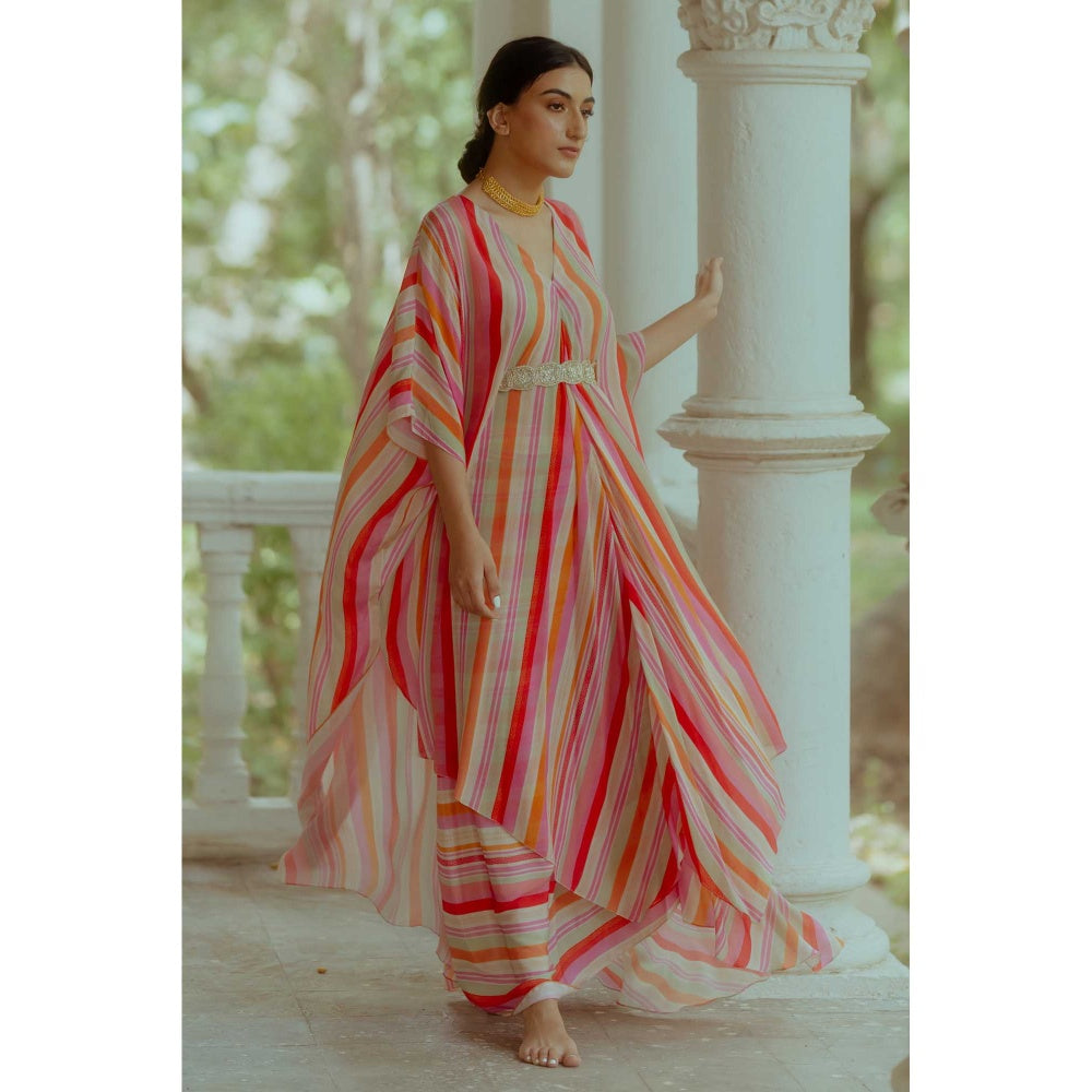 Paulmi & Harsh Osana Multi-Coloured Kaftan With Skirt And Belt