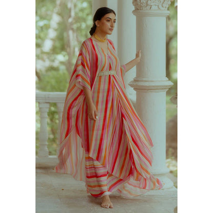 Paulmi & Harsh Osana Multi-Coloured Kaftan With Skirt And Belt