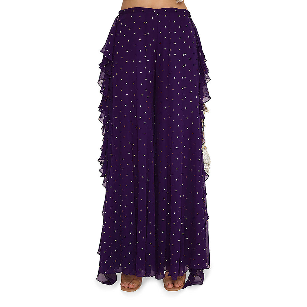 Payal Singhal Alaine Pink Georgette Embroidered Bandhani Bustier & Sharara (Set of 2)