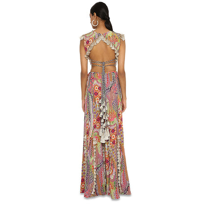 Payal Singhal Iiyana African Print Embroidered Crepe Choli with Tasselled Sharara (Set of 2)