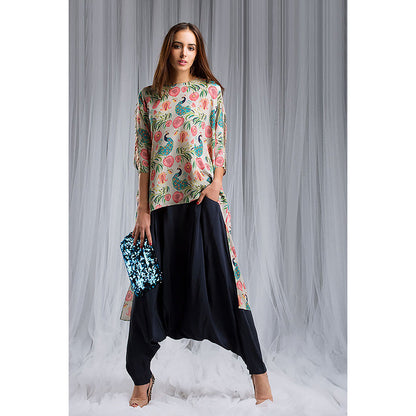 Payal Singhal Khaki Anaar Aur Mor Print Kaftan Tunic Set (Set of 2)