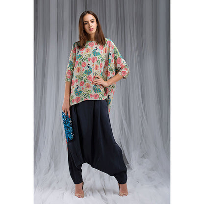 Payal Singhal Khaki Anaar Aur Mor Print Kaftan Tunic Set (Set of 2)