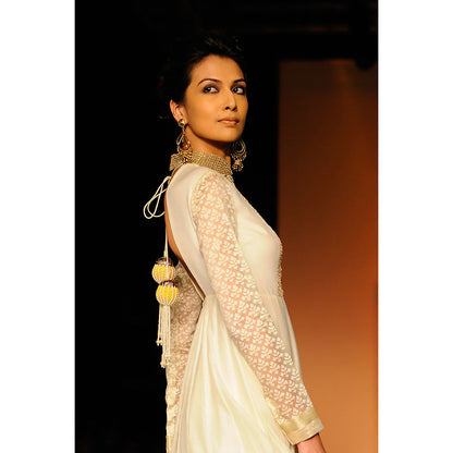 Payal Singhal Sanea Cream Katarva Cotton Long Anarkali
