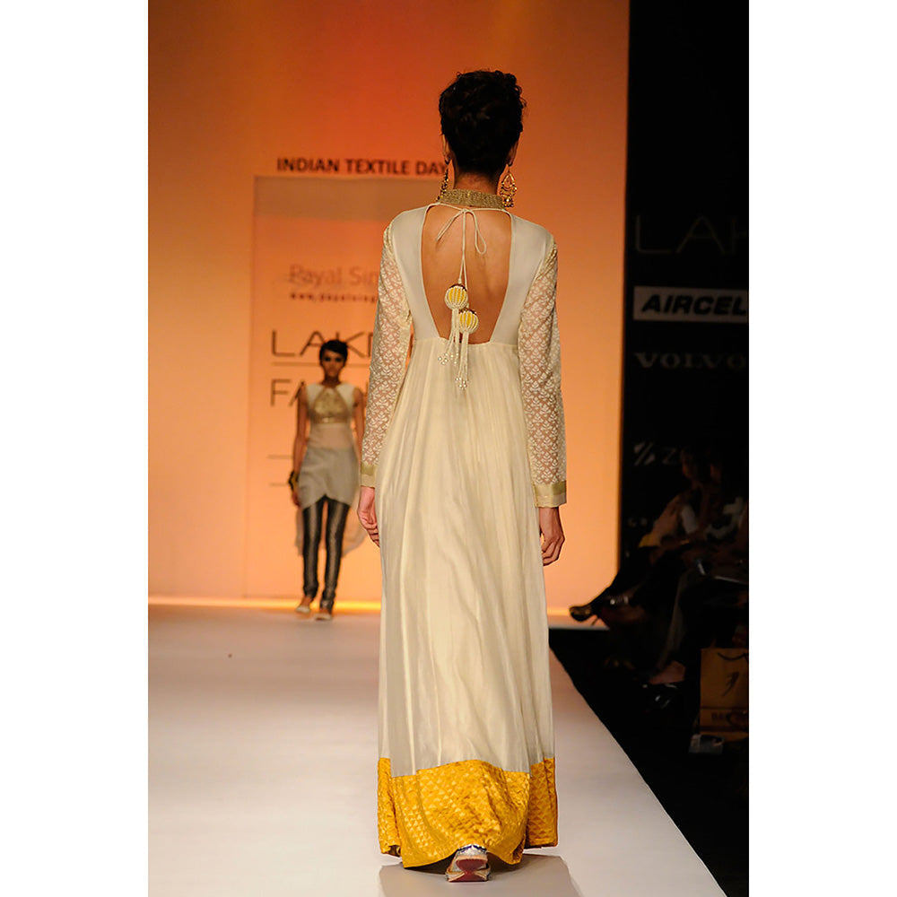 Payal Singhal Sanea Cream Katarva Cotton Long Anarkali