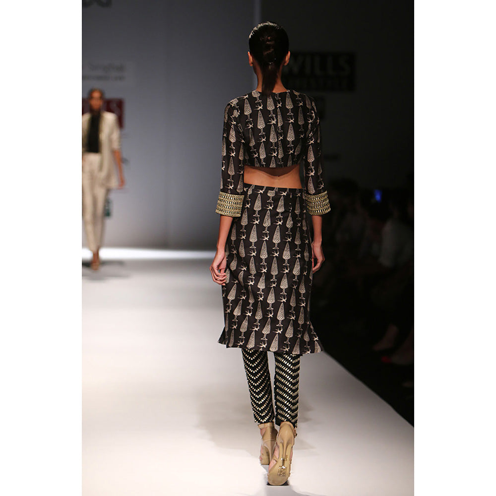 Payal Singhal Gulbahar Printed Silkmul Choli with Skirt & Attached Silk Churidar (Set of 2)