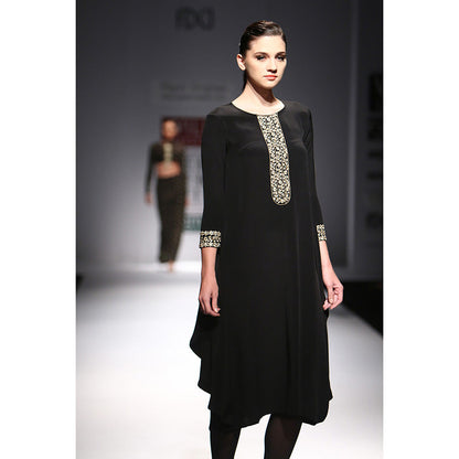 Payal Singhal Taranum Black Crepe Cowl Kurta with Soft Net Churidar (Set of 2)