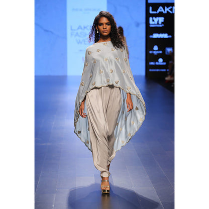 Payal Singhal Ittar Grey Silk Cape with Silk Camisole & Pant (Set of 3)