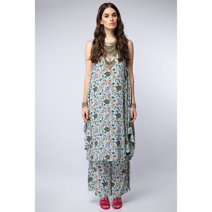 Payal Singhal Powder Blue Printed Crepe Cowl Kurta with Palazzo Pant (Set of 2)