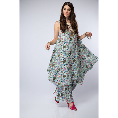 Payal Singhal Powder Blue Printed Crepe Cowl Kurta with Palazzo Pant (Set of 2)