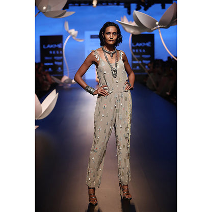 Payal Singhal Rehya Grey Embroidered Jumpsuit