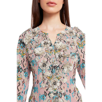 Payal Singhal Pink Printed Georgette Kurta with Churidar & Dupatta (Set of 3)