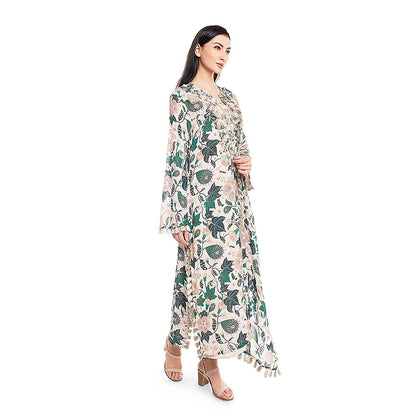 Payal Singhal White Printed Georgette Kurat with Churidar & Dupatta (Set of 3)
