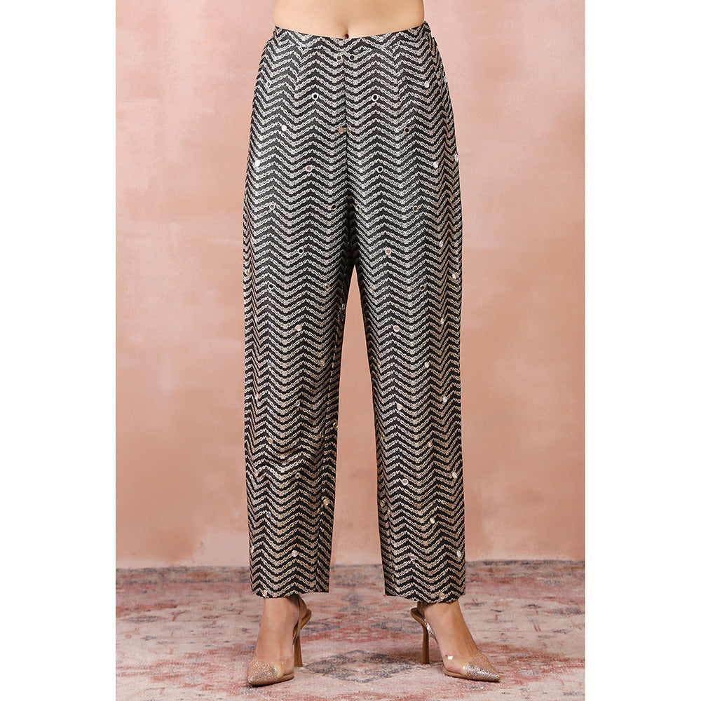 Payal Singhal Black Embroidered Blazer with Bustier and Pants (Set of 3)