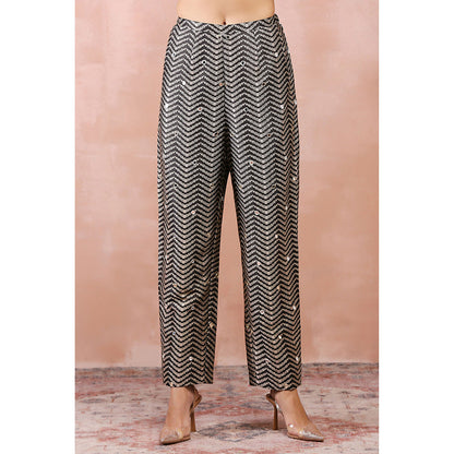 Payal Singhal Black Embroidered Blazer with Bustier and Pants (Set of 3)