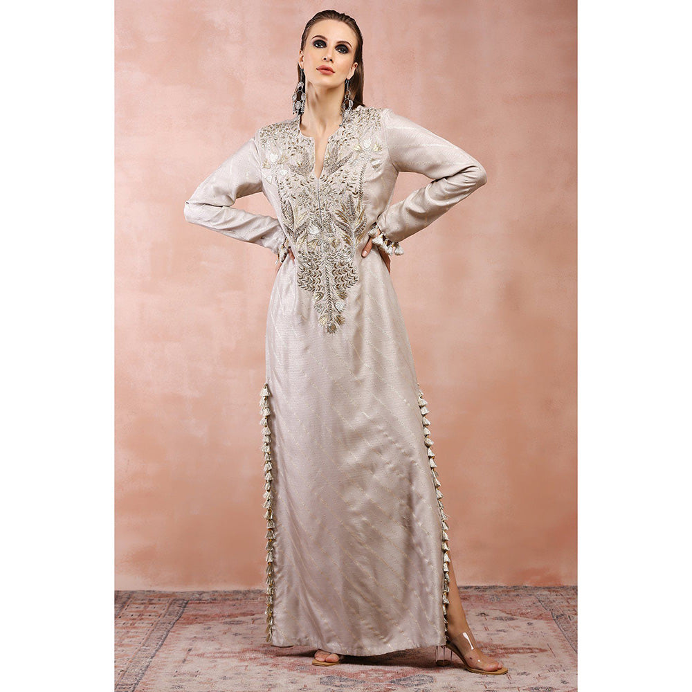 Payal Singhal Beige Bagh Embroidered Maxi Dress