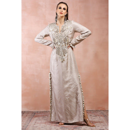 Payal Singhal Beige Bagh Embroidered Maxi Dress