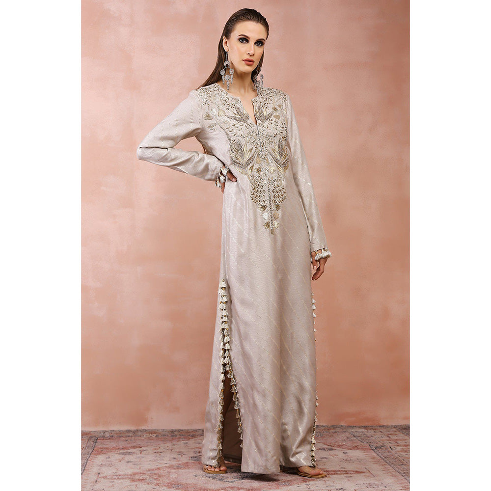 Payal Singhal Beige Bagh Embroidered Maxi Dress