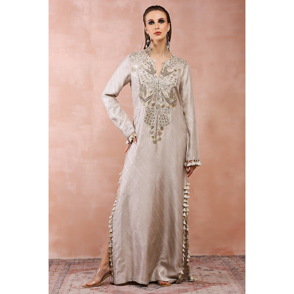 Payal Singhal Beige Bagh Embroidered Maxi Dress
