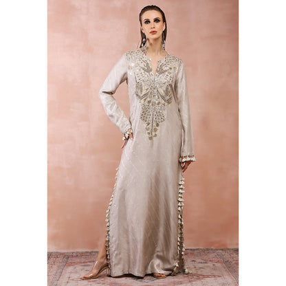 Payal Singhal Beige Bagh Embroidered Maxi Dress