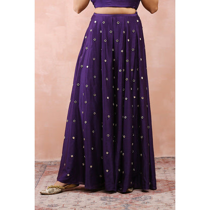 Payal Singhal Purple Embroidered Tube Backless Kurta with Sharara and Dupatta (Set of 3)