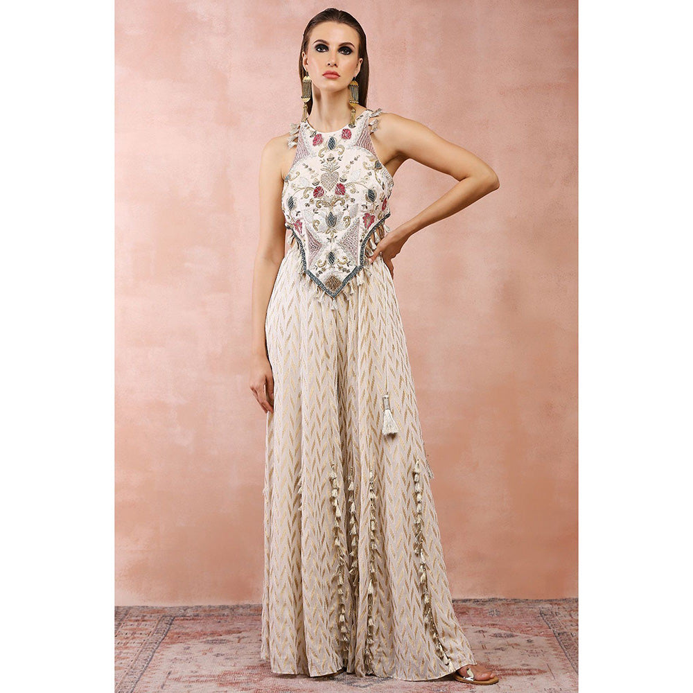 Payal Singhal Off White Applique Embroidered Choli with Sharara (Set of 2)