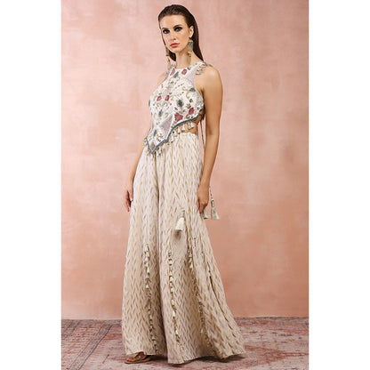 Payal Singhal Off White Applique Embroidered Choli with Sharara (Set of 2)