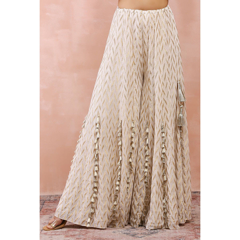 Payal Singhal Off White Applique Embroidered Choli with Sharara (Set of 2)