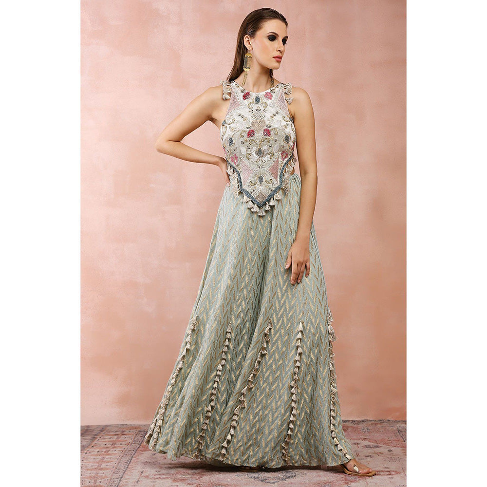 Payal Singhal Off White Applique Embroidered Choli with Sharara (Set of 2)