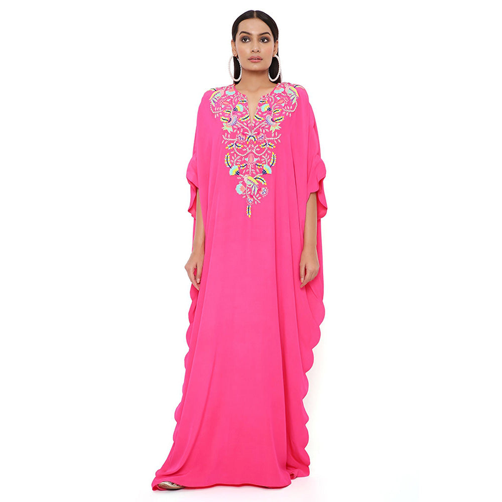 Payal Singhal Pink Crepe Embroidered Kaftan