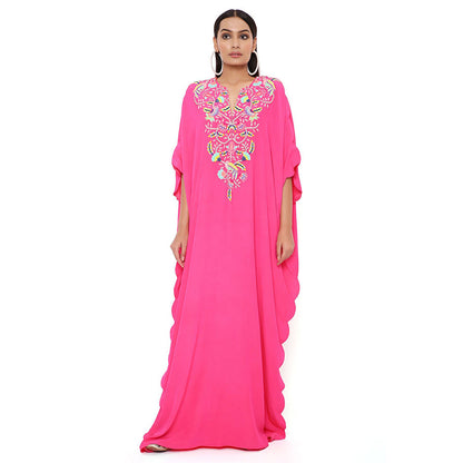 Payal Singhal Pink Crepe Embroidered Kaftan