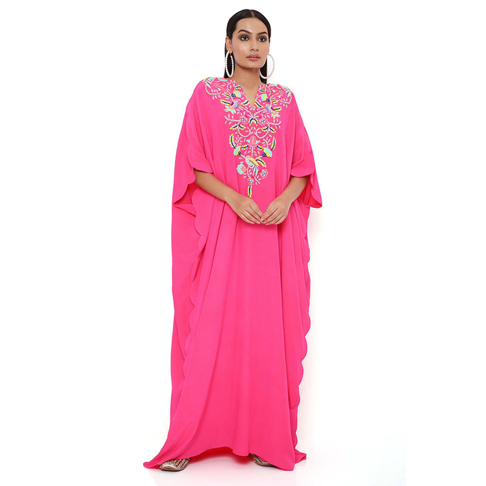 Payal Singhal Pink Crepe Embroidered Kaftan