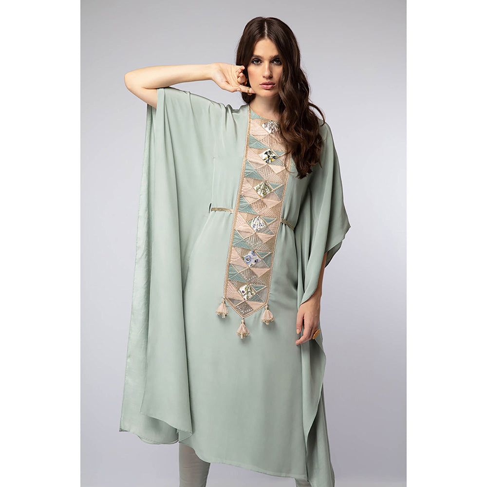 Payal Singhal Blue Kaftan with Soft Net Churidar (Set of 2)