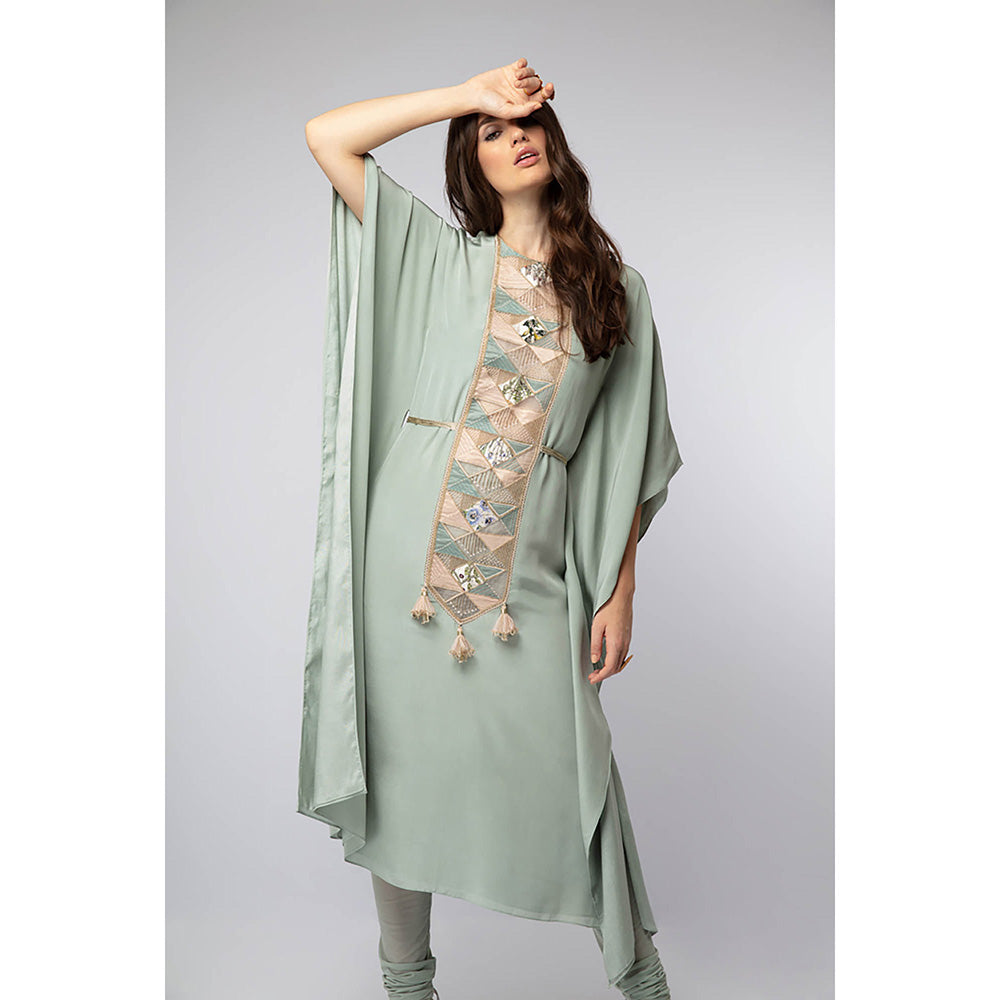 Payal Singhal Blue Kaftan with Soft Net Churidar (Set of 2)