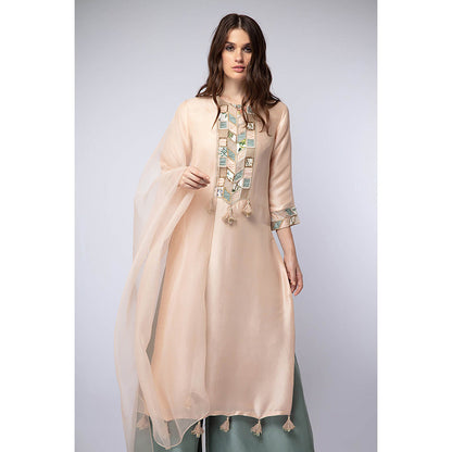 Payal Singhal Peach Kurta with Palazzo and Dupatta (Set of 3)