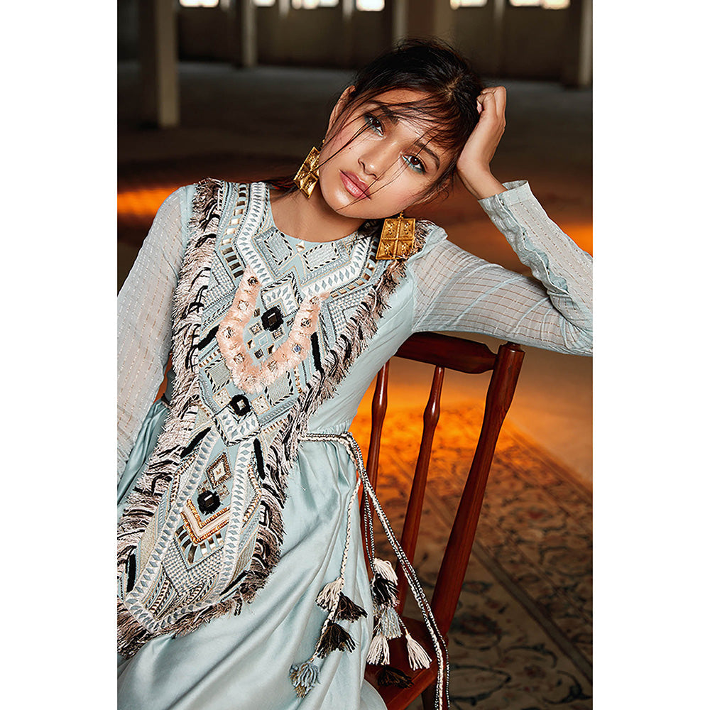 Payal Singhal Blue Silkman Kurta and Palazzo (Set of 2)