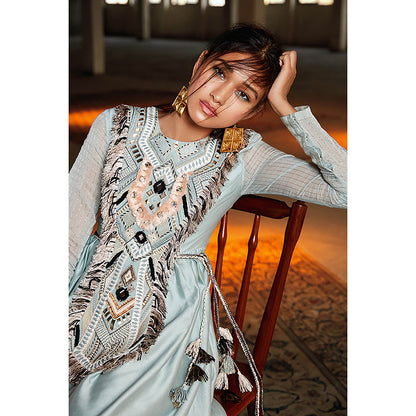 Payal Singhal Blue Silkman Kurta and Palazzo (Set of 2)