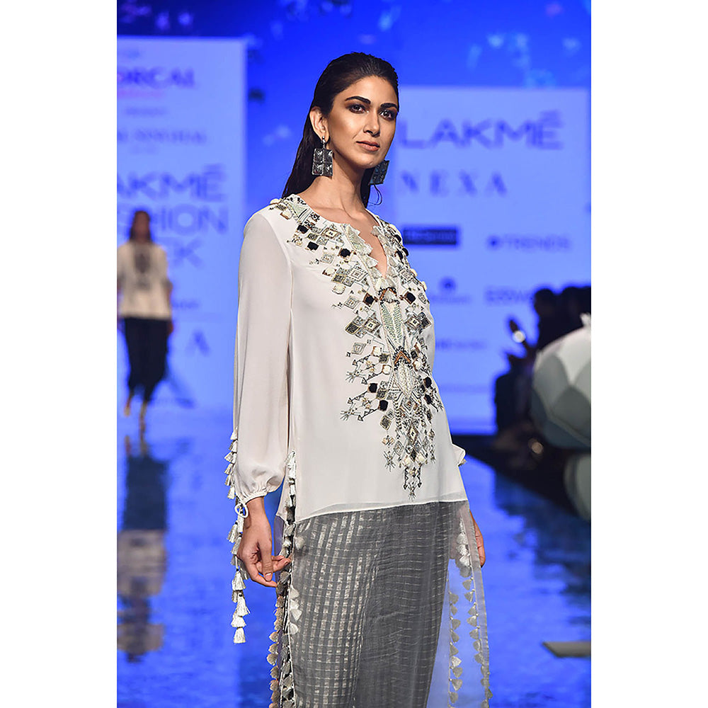 Payal Singhal Ivory Georgette Kurta and Pant (Set of 2)