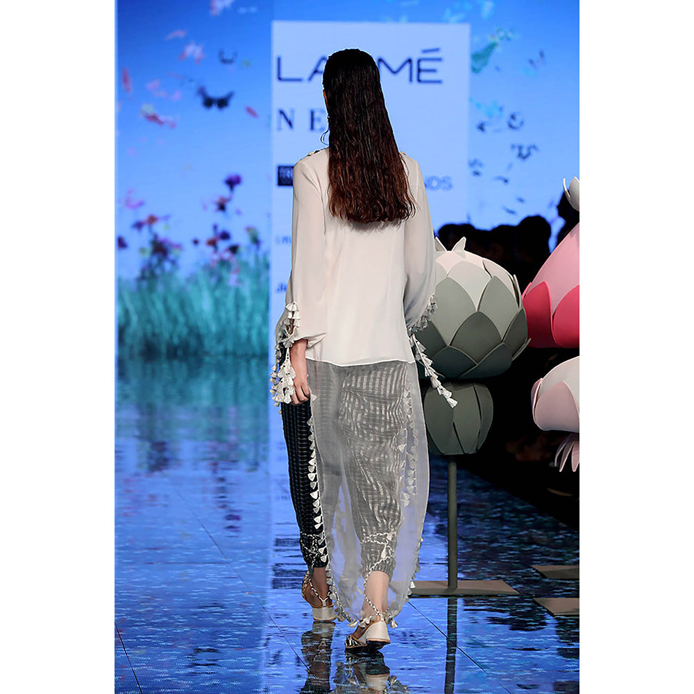 Payal Singhal Ivory Georgette Kurta and Pant (Set of 2)