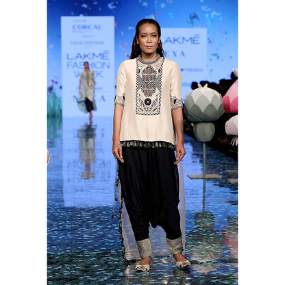 Payal Singhal Beige High Low Kurta with Dhoti (Set of 2)