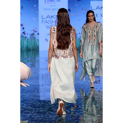 Payal Singhal White Jacket with Kurta and Pant (Set of 3)