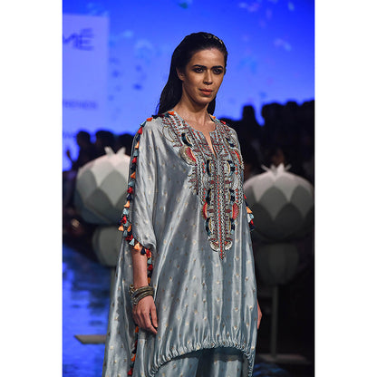 Payal Singhal Blue Bansari Kaftan and Pant (Set of 2)