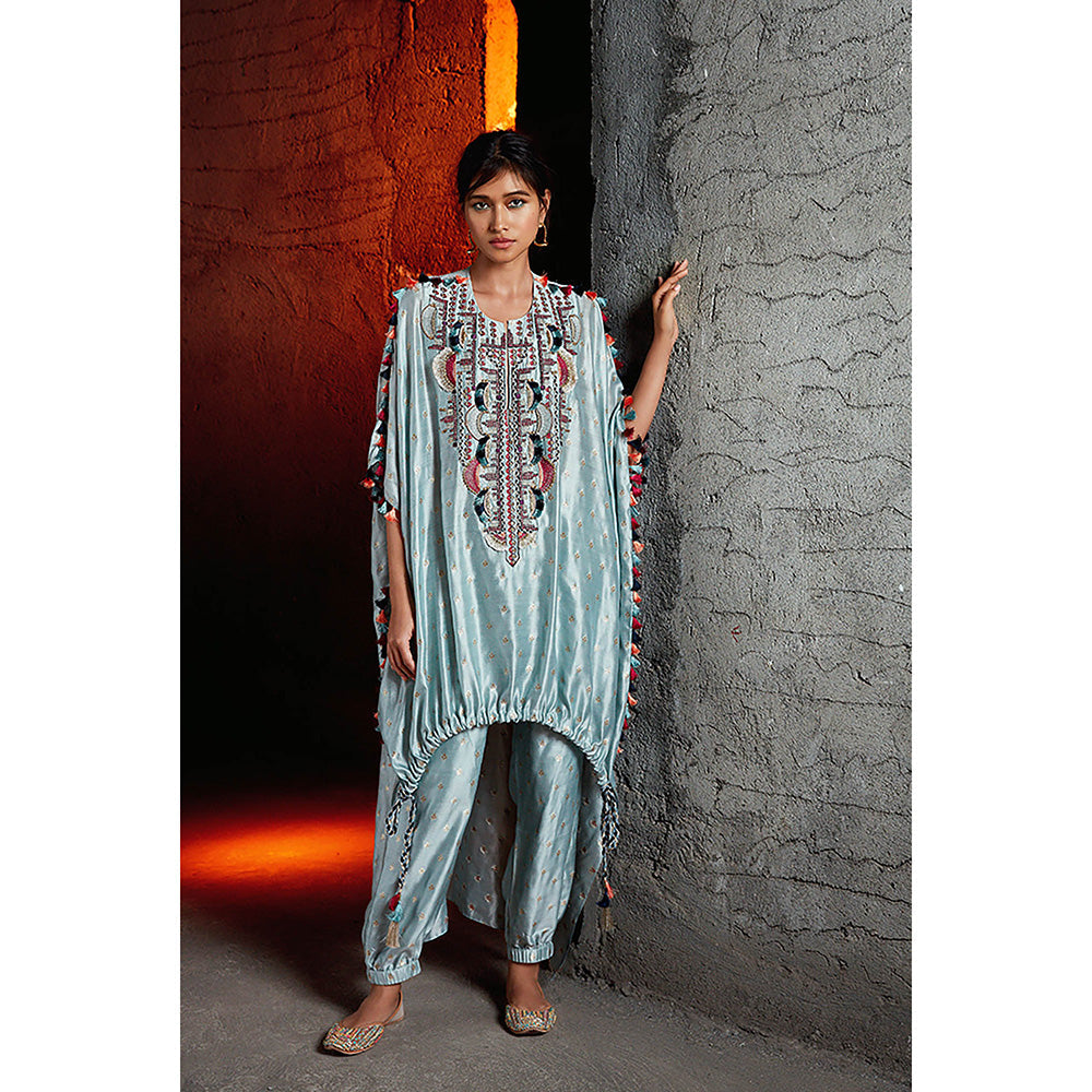 Payal Singhal Blue Bansari Kaftan and Pant (Set of 2)