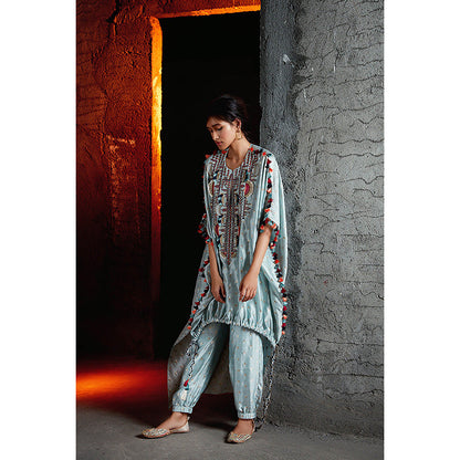 Payal Singhal Blue Bansari Kaftan and Pant (Set of 2)