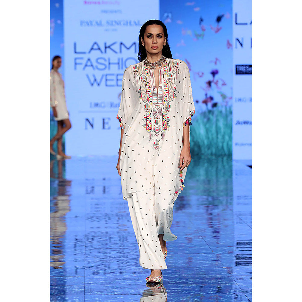 Payal Singhal Adena Off White Kaftan with Palazzo (Set of 2)