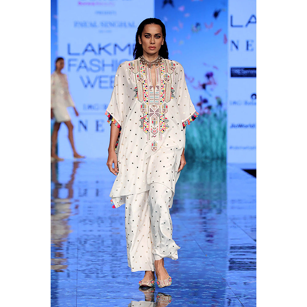 Payal Singhal Adena Off White Kaftan with Palazzo (Set of 2)