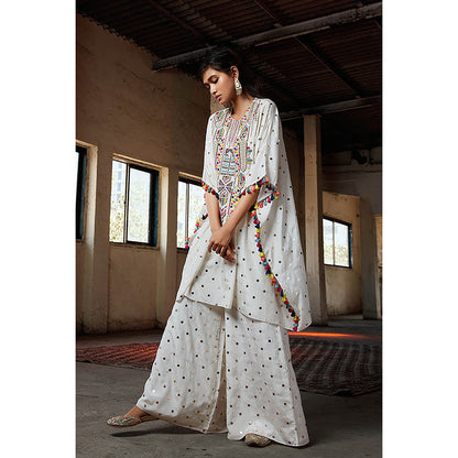 Payal Singhal Adena Off White Kaftan with Palazzo (Set of 2)