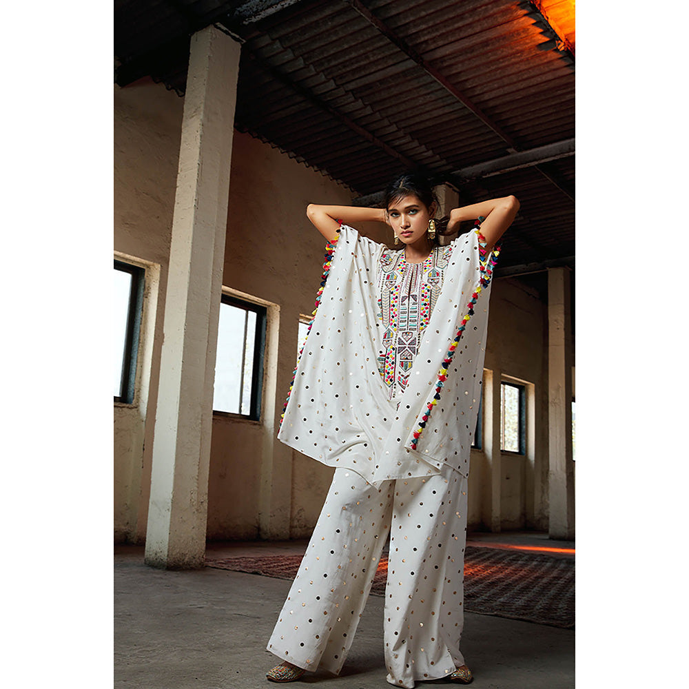 Payal Singhal Adena Off White Kaftan with Palazzo (Set of 2)