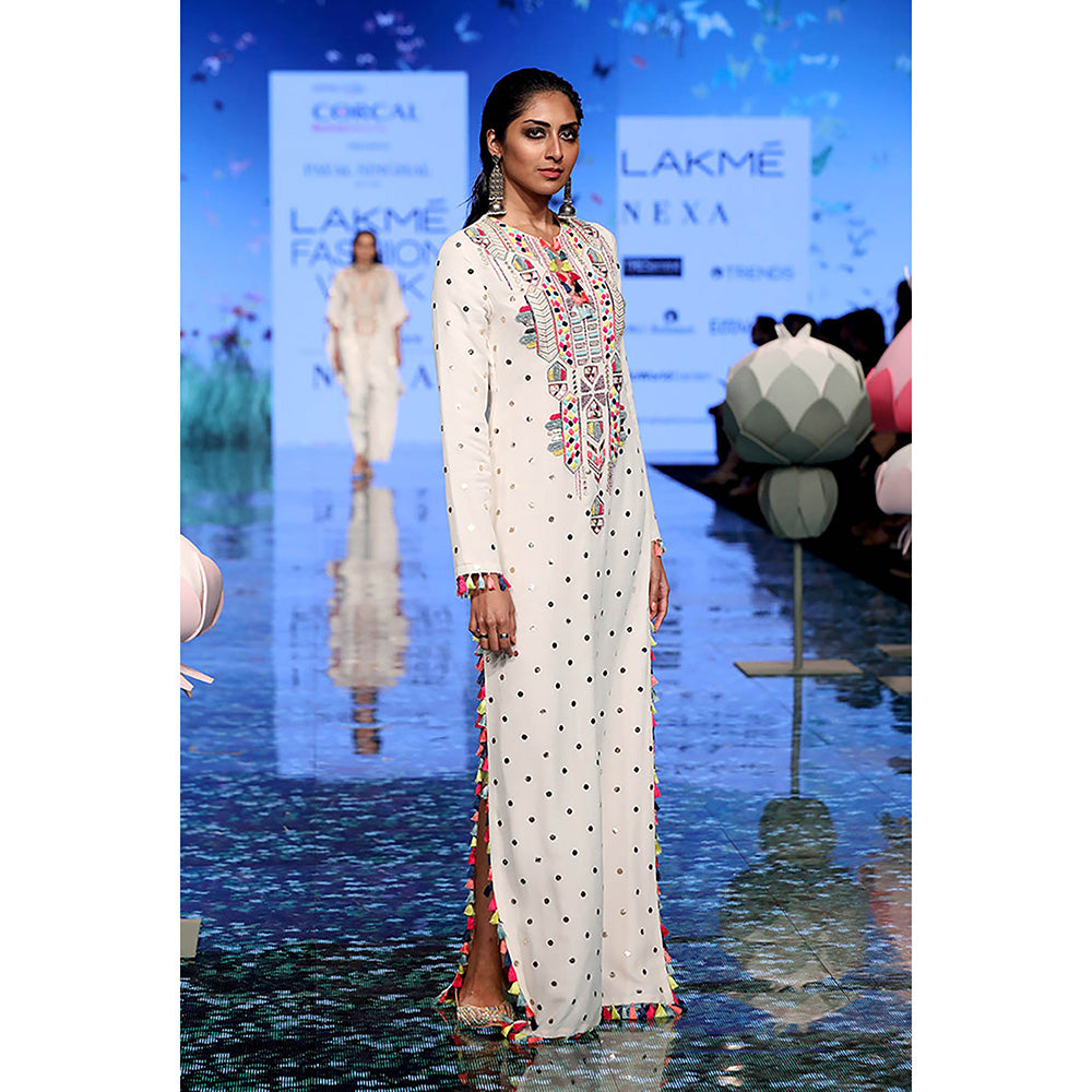 Payal Singhal Adara Off White High Slit Kaftan Dress